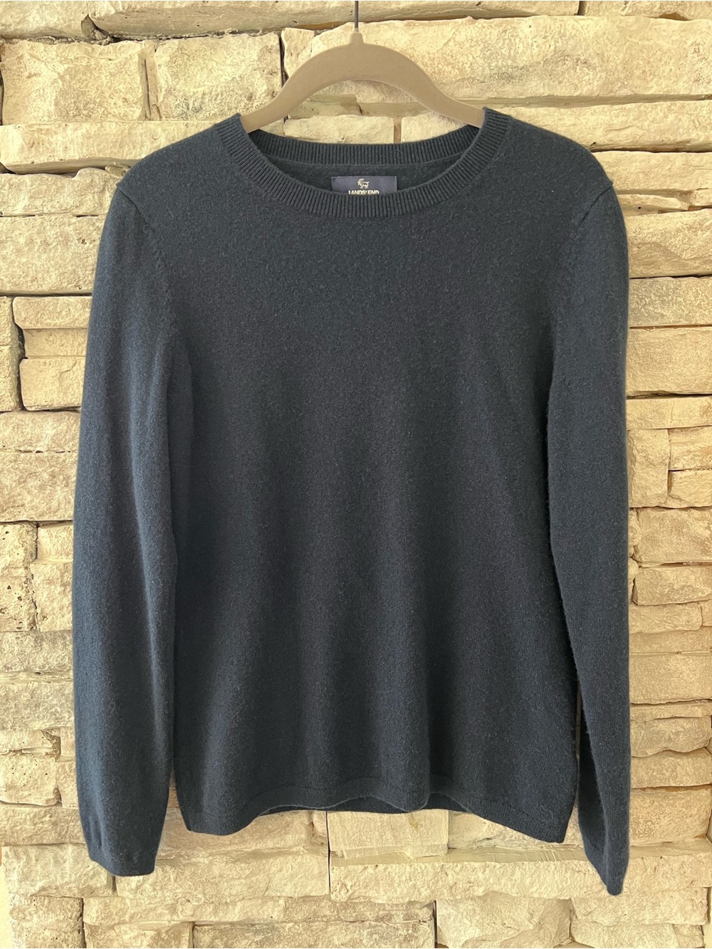 Lands End 100% Cashmere Navy Crewneck Sweater Womens Size Small